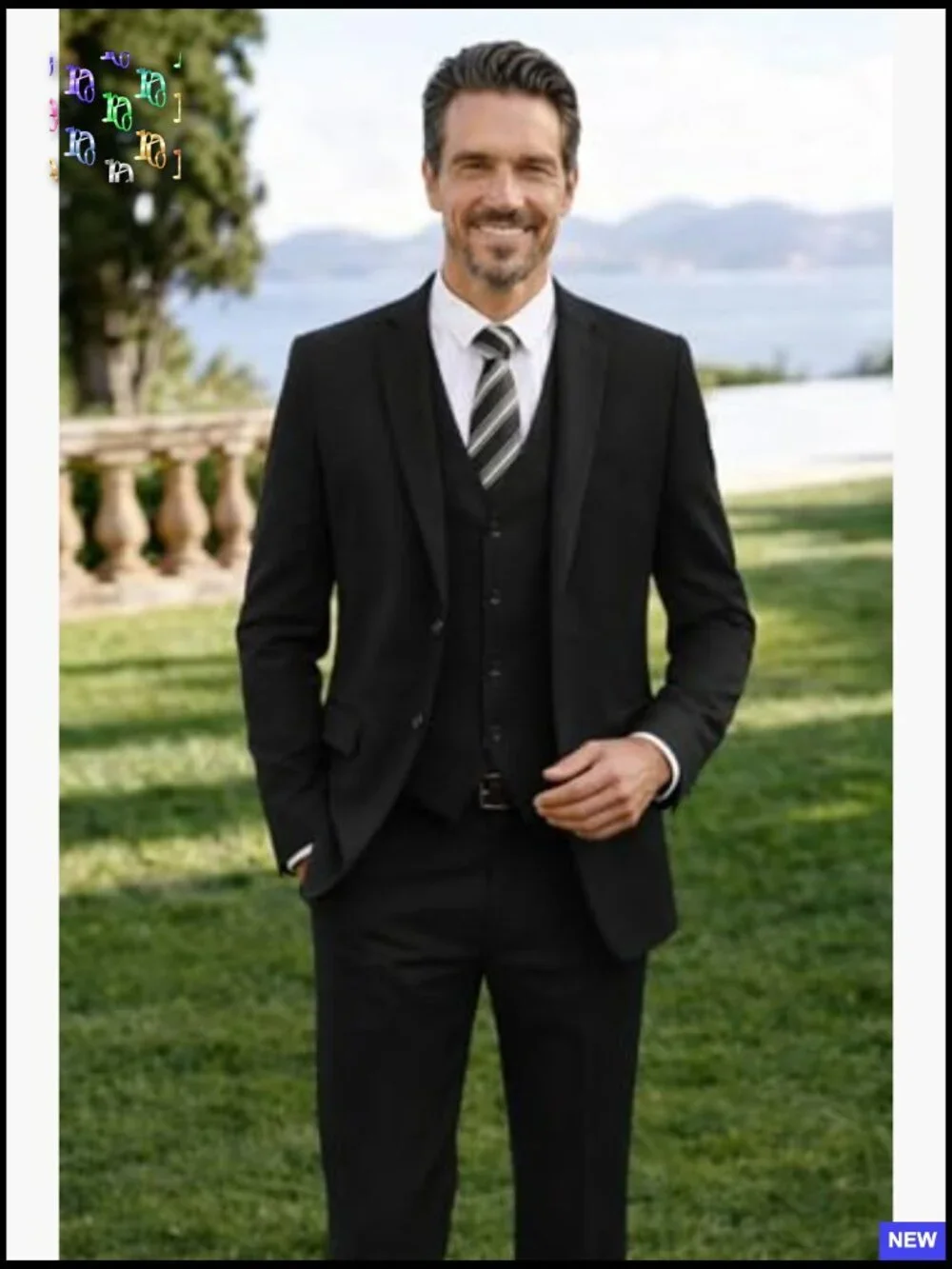 Classic Fit Three Piece Suit Set Elegant Wedding Business Formal Wear